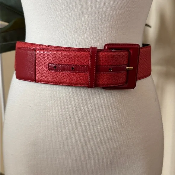 Christian Dior Vibrant Red Textured Aniline Cowhide Leather Belt Size L - Picture 3 of 14